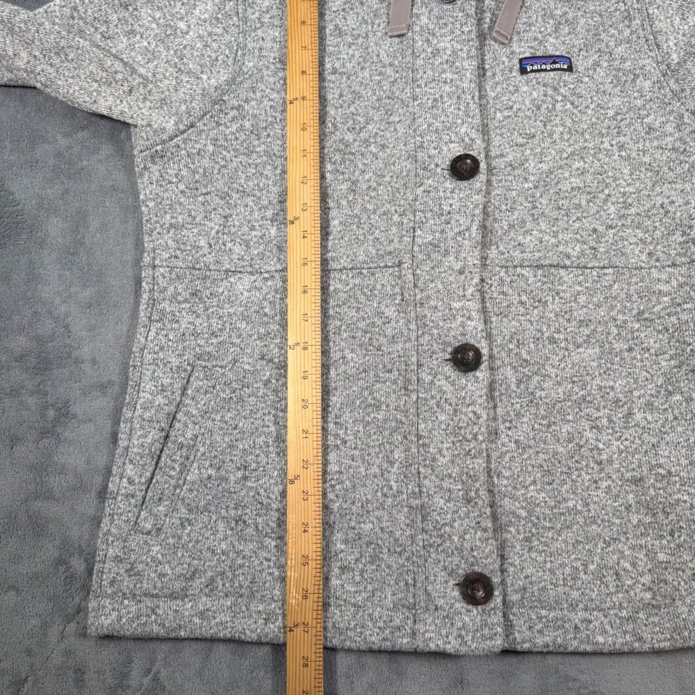 Patagonia Better Sweater Hooded Coat Women's L Gray Birch White Excellent 25850 - Picture 4 of 14